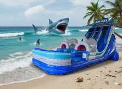 🌊🦈 18ft Dual Lane Shark Attack Water Slide 🦈🌊