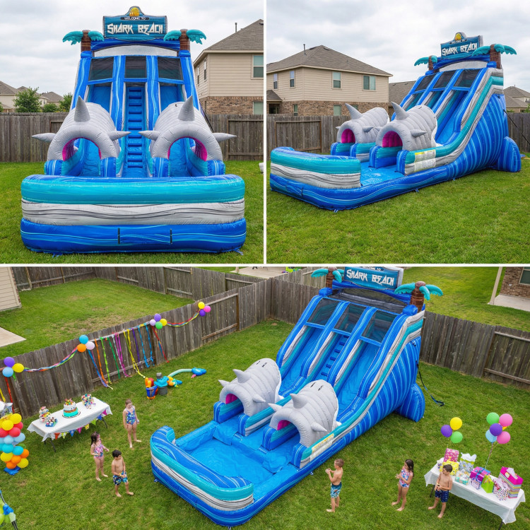 🌊🦈 18ft Dual Lane Shark Attack Water Slide 🦈🌊